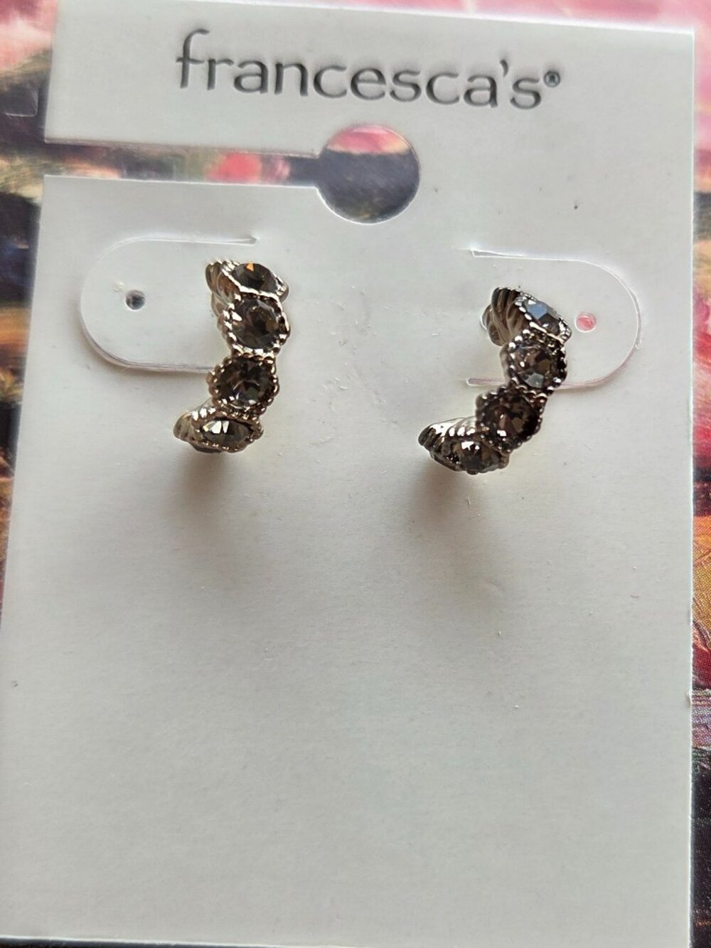 Smokey Crystal Pavé Huggie Hoop Earring